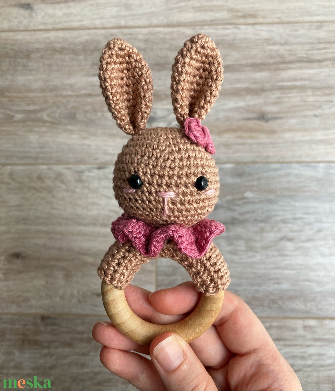 Nyuszi baba csörgő és rágóka - játék & sport - 3 éves kor alattiaknak - csörgő - Meska.hu