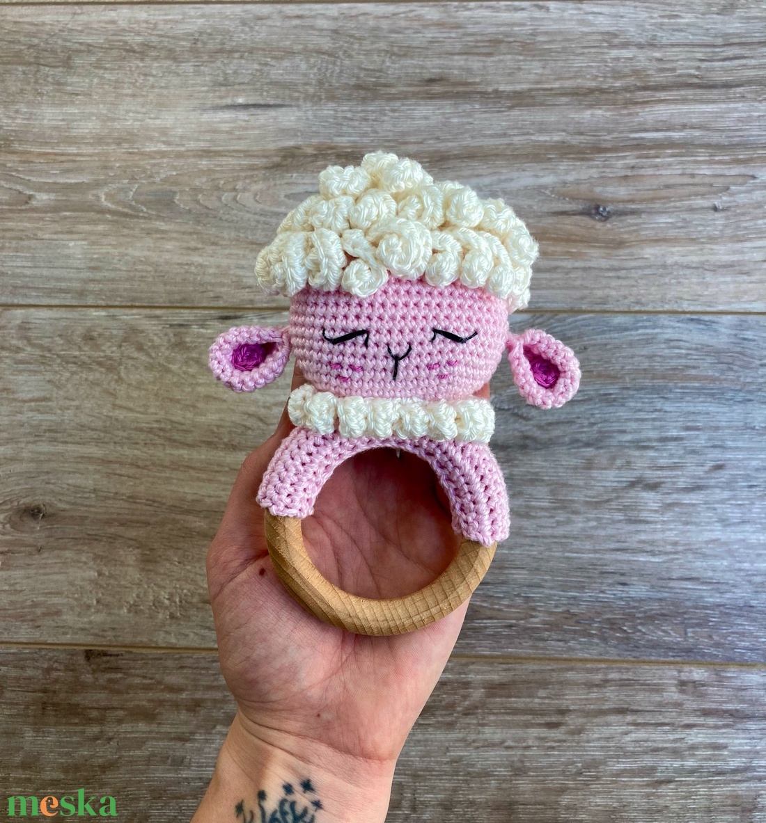 Bárány baba csörgő és rágóka - játék & sport - 3 éves kor alattiaknak - csörgő - Meska.hu