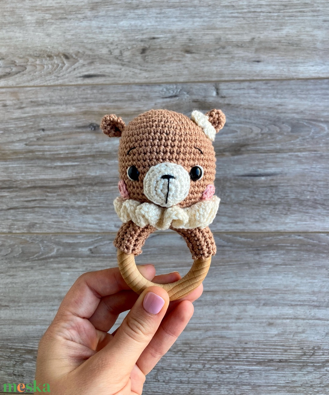 Maci baba csörgő és rágóka - játék & sport - 3 éves kor alattiaknak - csörgő - Meska.hu