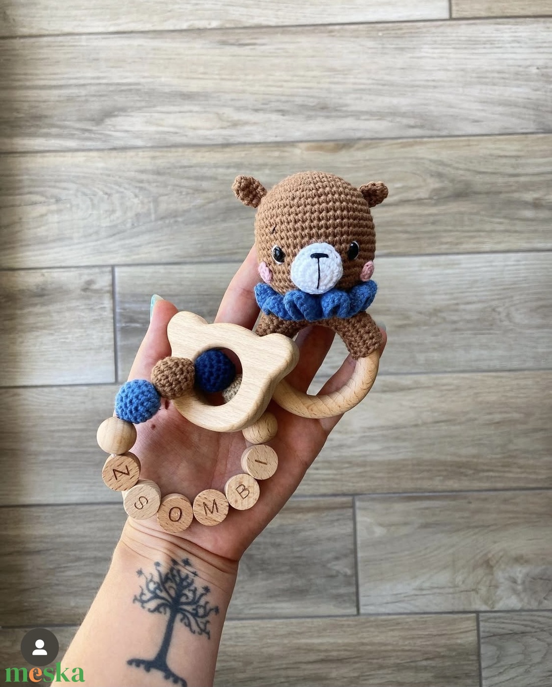 Horgolt maci csörgő - játék & sport - 3 éves kor alattiaknak - csörgő - Meska.hu