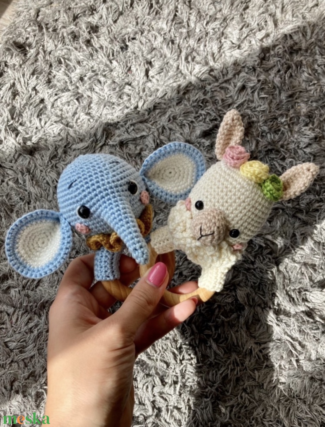 Horgolt elefánt csörgő - játék & sport - 3 éves kor alattiaknak - csörgő - Meska.hu