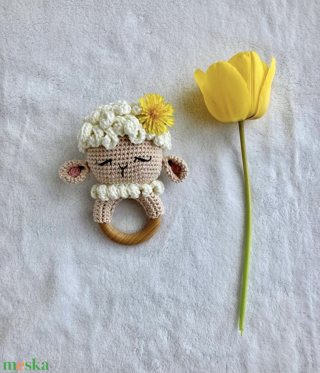 Horgolt bárány csörgő - játék & sport - 3 éves kor alattiaknak - csörgő - Meska.hu