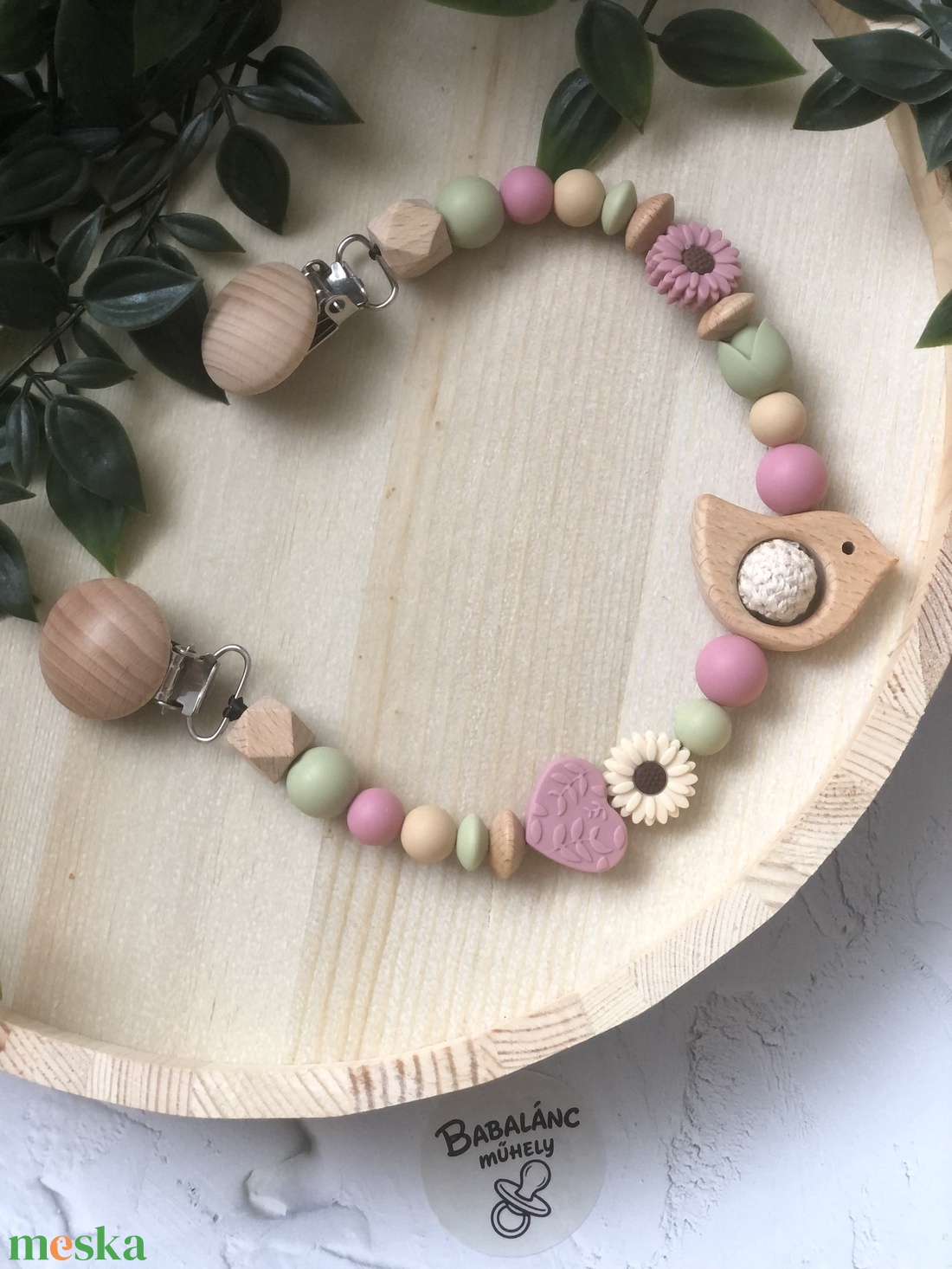 Nyunyótartó madárka/margaréta - baba - mama - baba játékok - cumilánc - Meska.hu