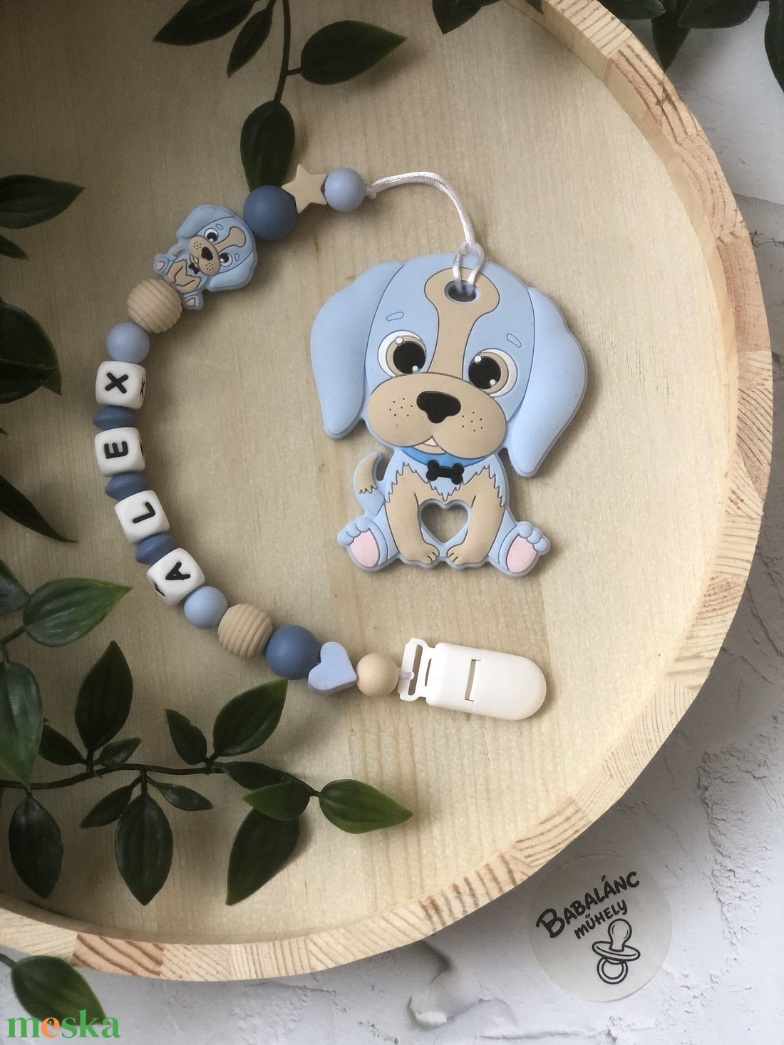 Rágcsalánc kutyus (kék) - baba - mama - baba játékok - cumilánc - Meska.hu