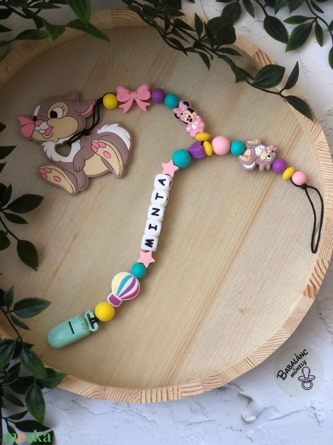 Kétágú, 2in1 Cumi és Rágcsalánc Nyuszi - baba - mama - baba játékok - cumilánc - Meska.hu