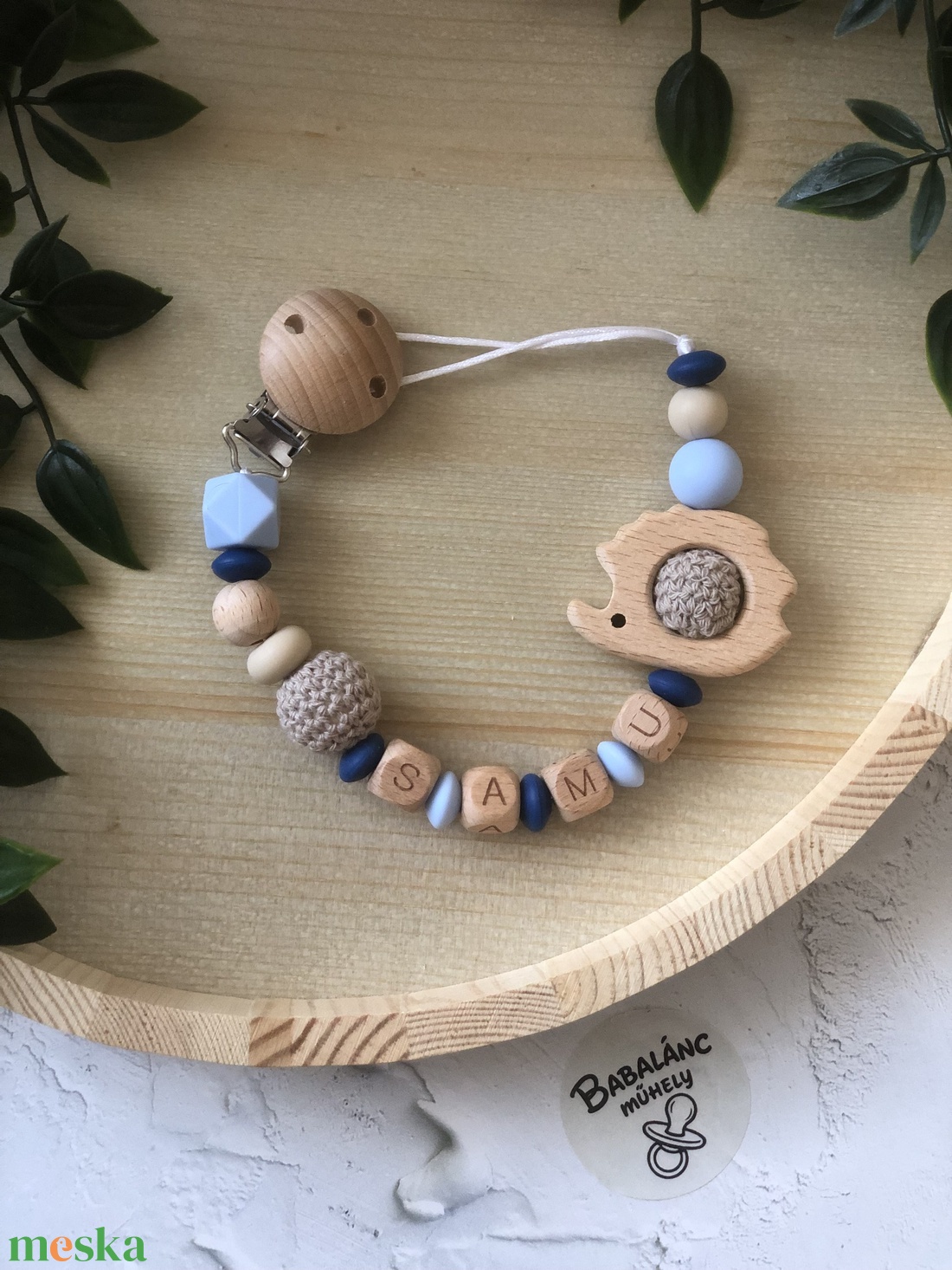 Cumilánc süni (kék) - baba - mama - baba játékok - cumilánc - Meska.hu