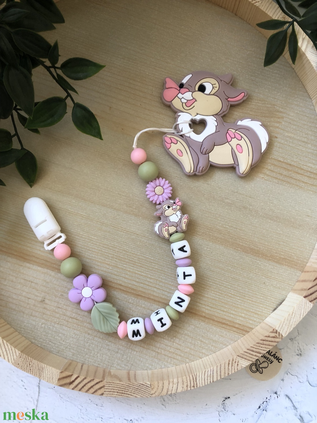 Rágcsalánc Miss bunny nyuszis (lila) - baba - mama - baba játékok - cumilánc - Meska.hu
