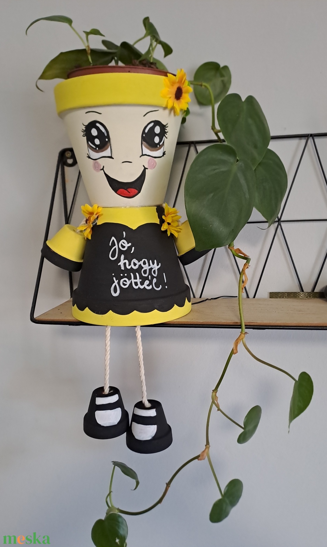 Jó hogy jöttél cserép baba - otthon & életmód - dekoráció - Meska.hu