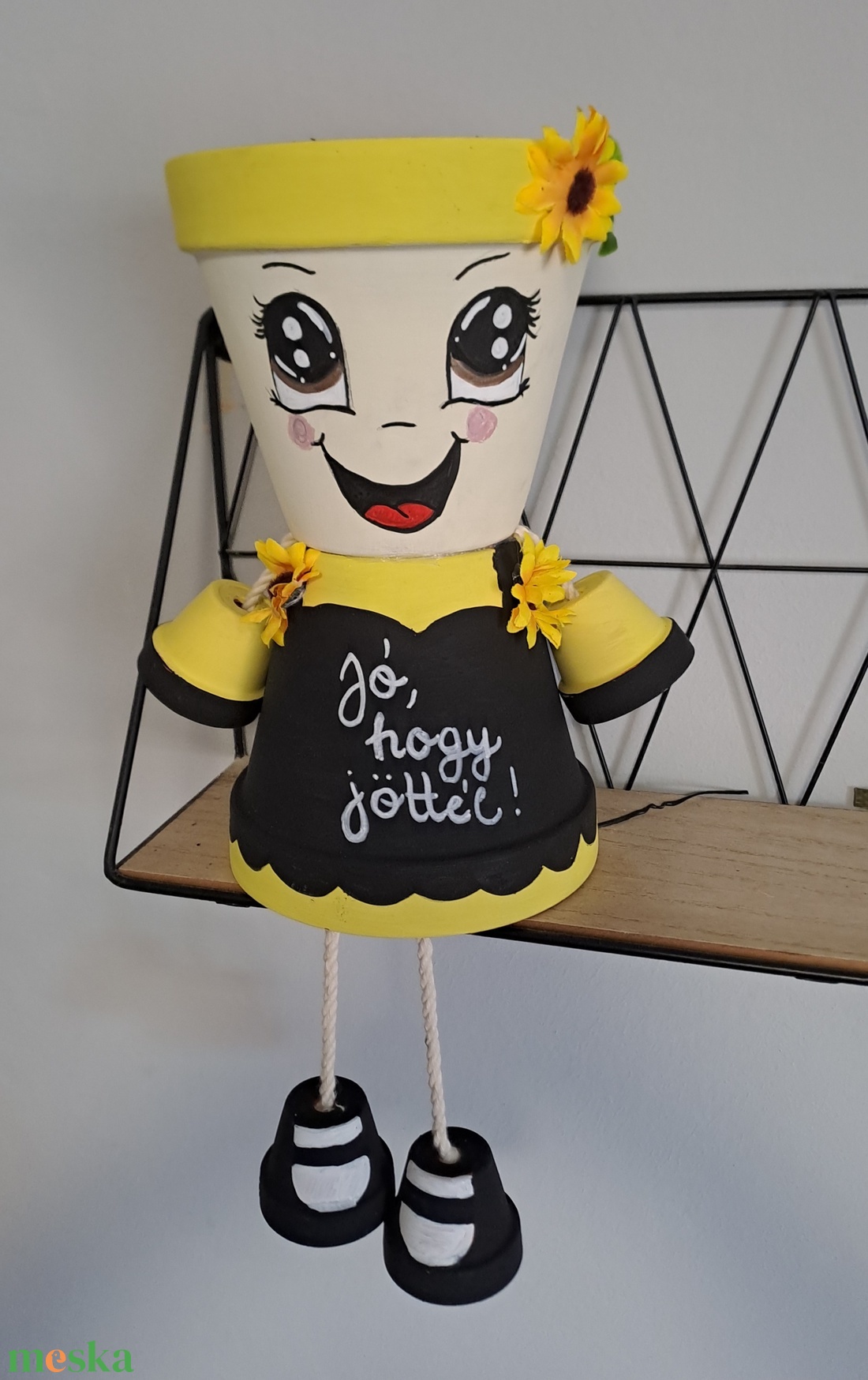 Jó hogy jöttél cserép baba - otthon & életmód - dekoráció - Meska.hu