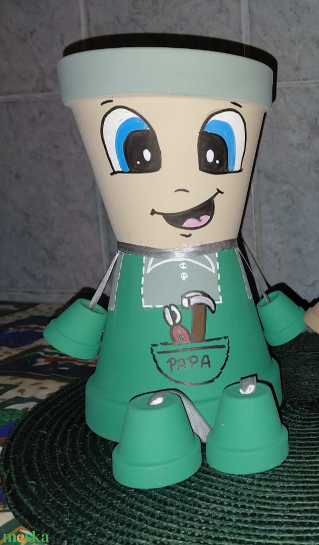 Szerszámos, pasis cserépbaba  - otthon & életmód - dekoráció - virágdísz és tartó - cserép & kaspó - Meska.hu