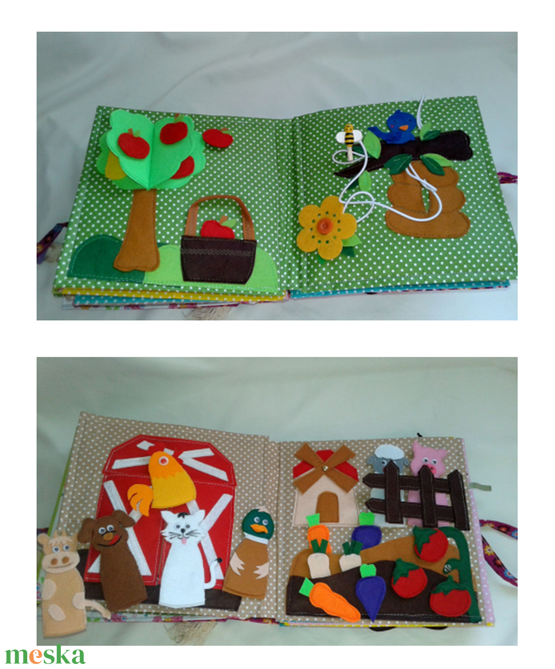 Kislányoknak, állatos, babás 14 oldalas könyv, foglalakoztató, készségfejlesztő játék, csendeskönyv - játék & sport - Meska.hu