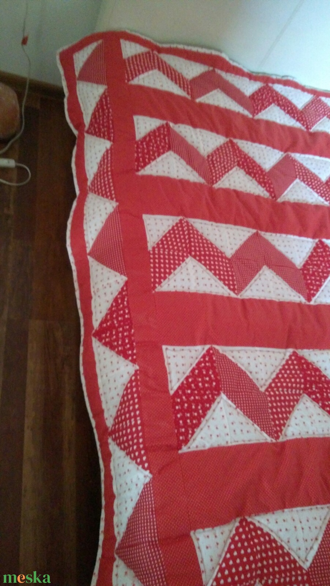 Óriási piros patchwork takaró, francia ágyra,  választható szín és minta kombináció - otthon & lakás - lakástextil - ágytakaró - Meska.hu
