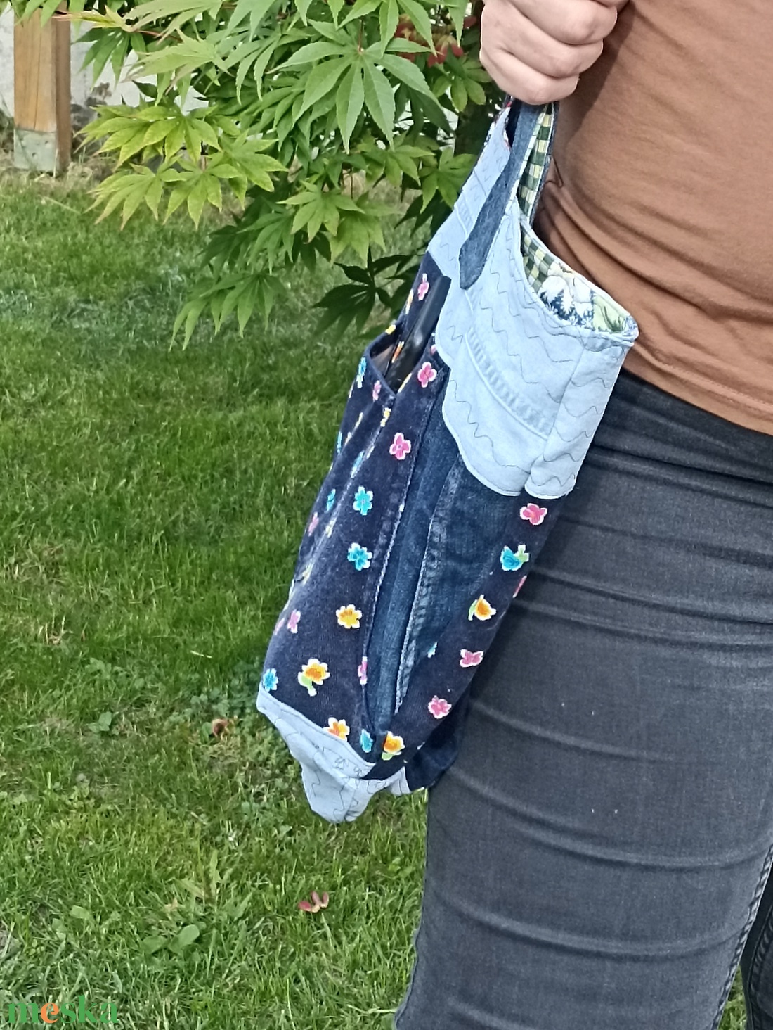 Patchwork farmer táska csupa ujra hasznosított anyagból rengeteg zsebbel  - táska & tok - bevásárlás & shopper táska - shopper, textiltáska, szatyor - Meska.hu