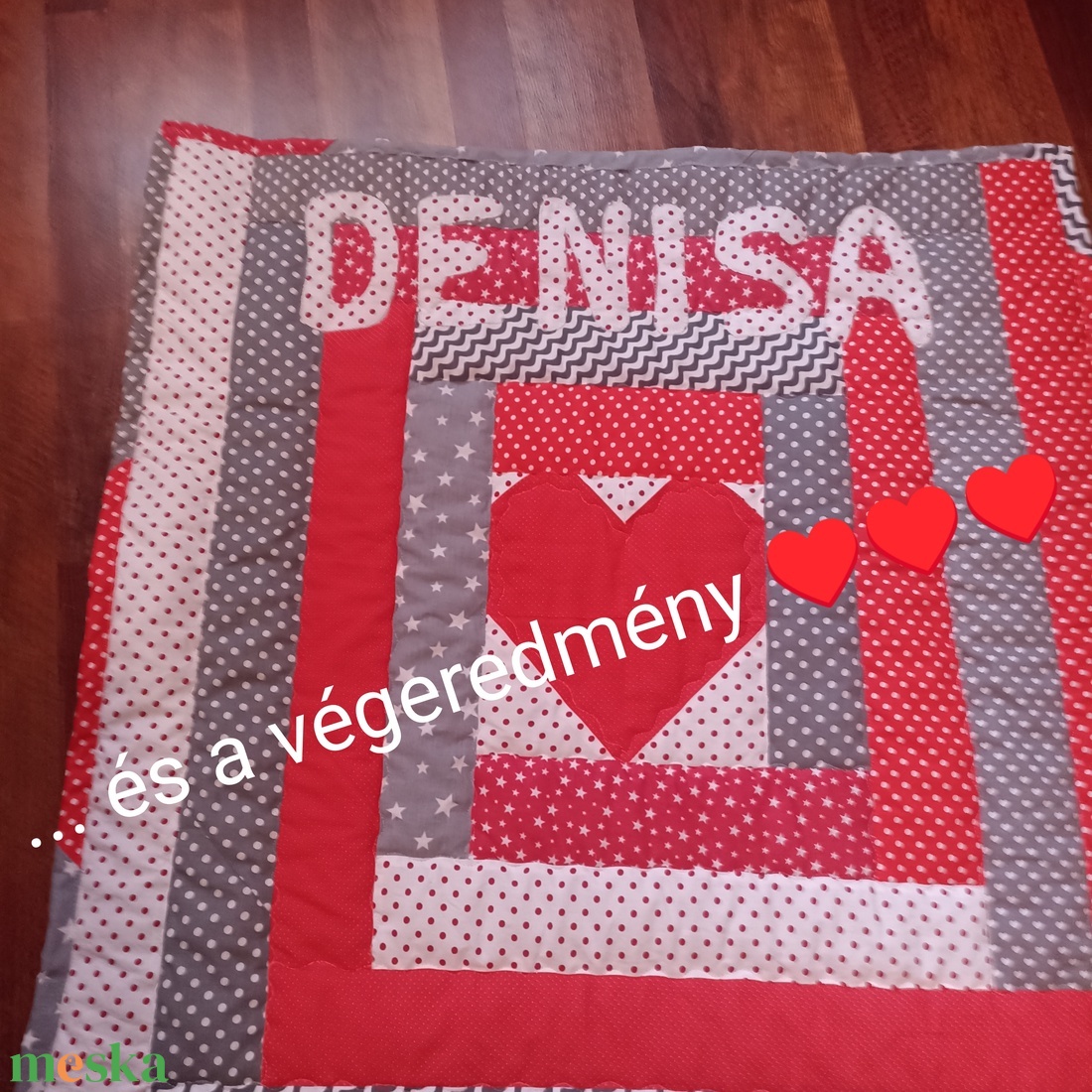 DIY csináld magad szabás minta baba takaró Szürke piros szín kombó szívecske minta  - diy (csináld magad) - szabásminta, útmutató - szabásminta - Meska.hu
