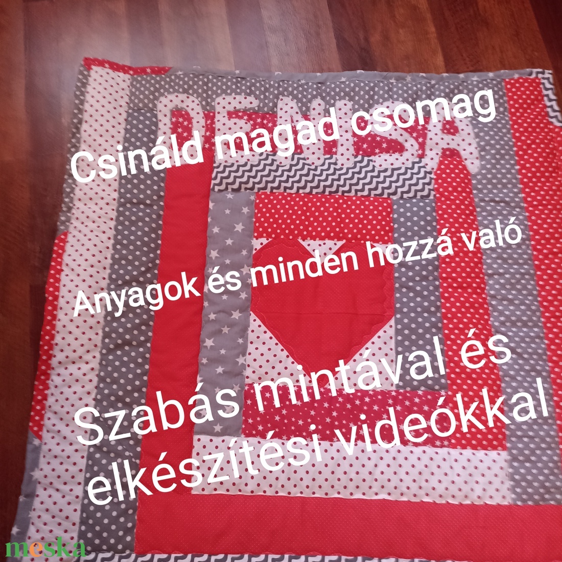 DIY csináld magad szabás minta baba takaró Szürke piros szín kombó szívecske minta  - diy (csináld magad) - szabásminta, útmutató - szabásminta - Meska.hu