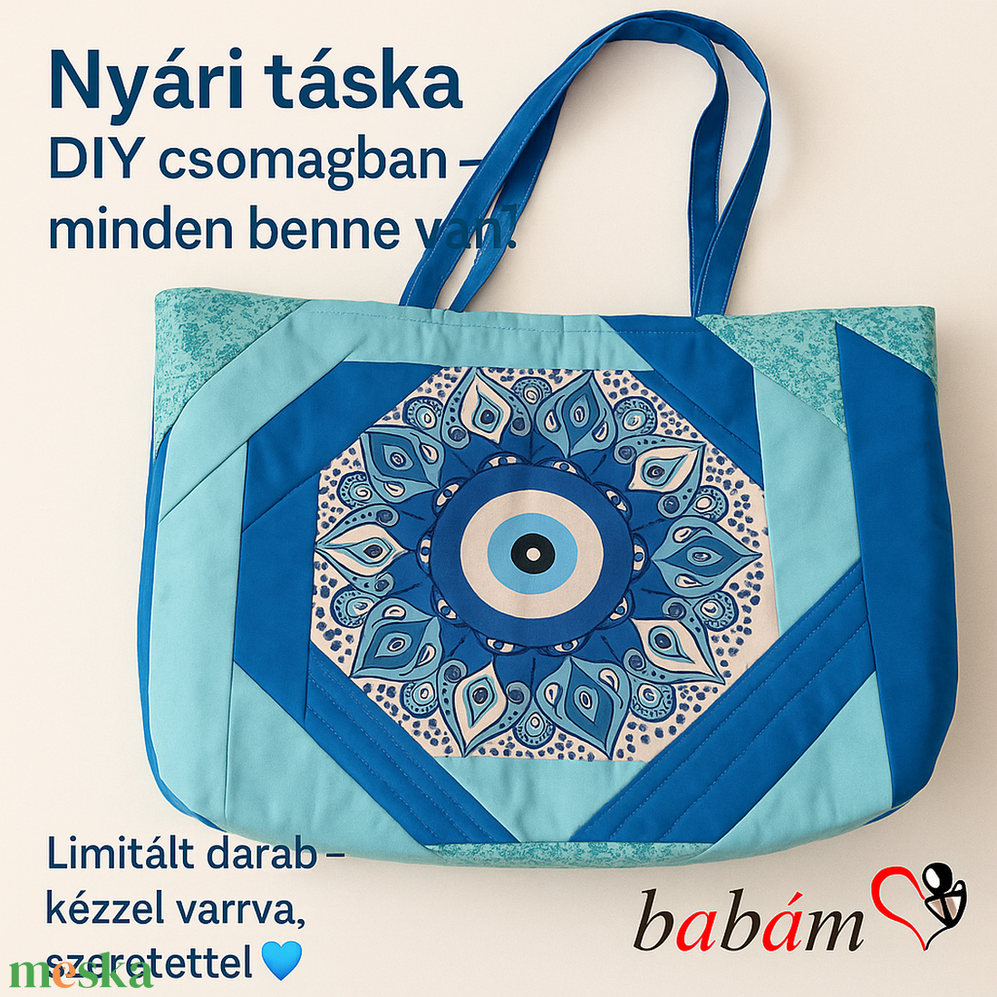 Nagy kék szemes nyári táska DIY csináld magad egységcsomag - diy (csináld magad) - egységcsomag - Meska.hu