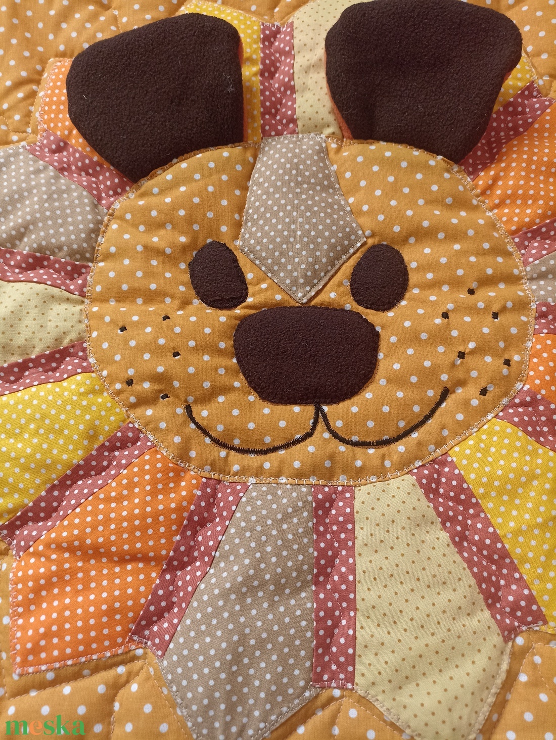 Patchwork babatakaró kis oroszlán ???? névvel és kis párnával - otthon & életmód - babaszoba, gyerekszoba - babatakaró, gyerek pléd - Meska.hu