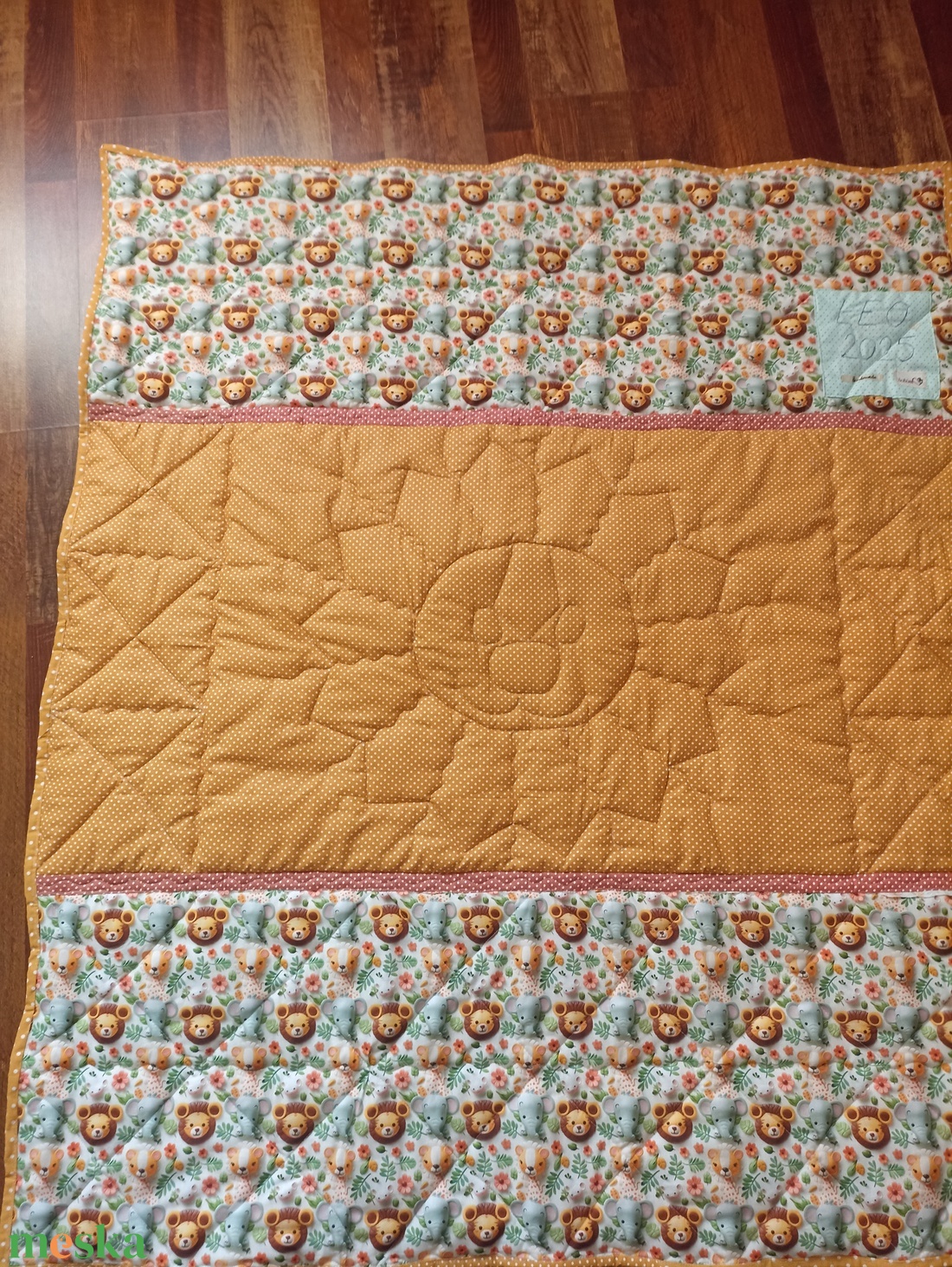 Patchwork babatakaró kis oroszlán ???? névvel és kis párnával - otthon & életmód - babaszoba, gyerekszoba - babatakaró, gyerek pléd - Meska.hu