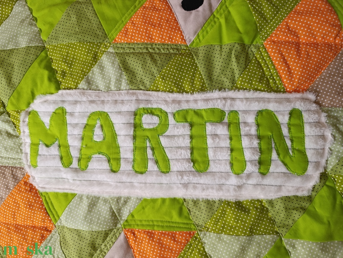 Rókás   Patchwork babatakaró névvel és kis párnával, hátán egyedi személyre szabott ajándékról szóló címkével - baba - mama - baba ágynemű - babatakaró, gyerek pléd - Meska.hu