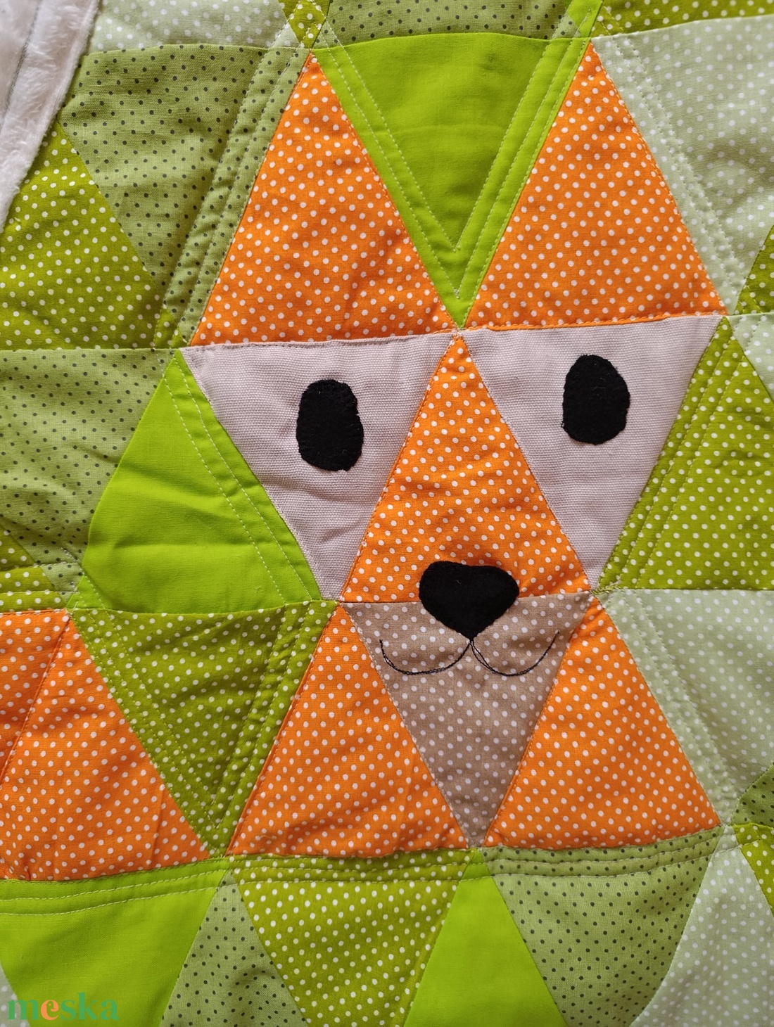 Rókás   Patchwork babatakaró névvel és kis párnával, hátán egyedi személyre szabott ajándékról szóló címkével - baba - mama - baba ágynemű - babatakaró, gyerek pléd - Meska.hu