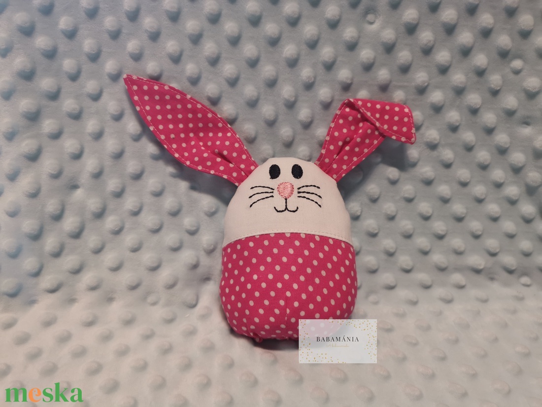 Sőtét pink pöttyös nyuszika - játék & sport - plüssállat & játékfigura - nyuszi - Meska.hu