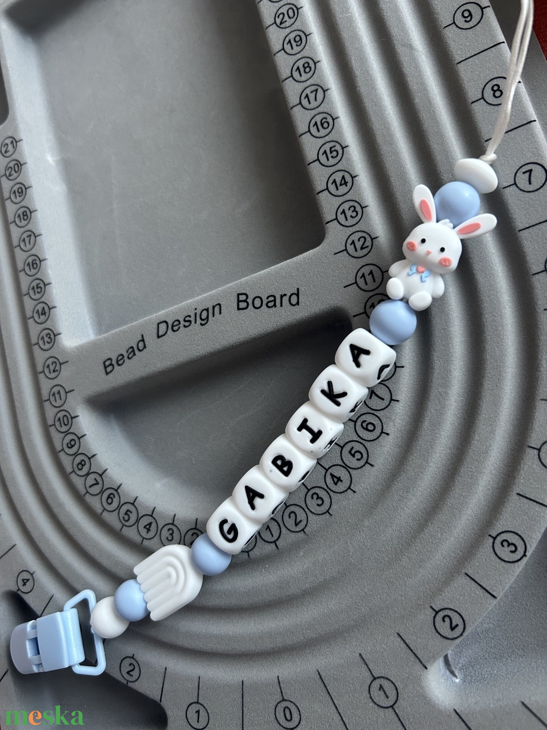 ���Nyuszis egyedi cumilánc��� - baba - mama - baba játékok - cumilánc - Meska.hu