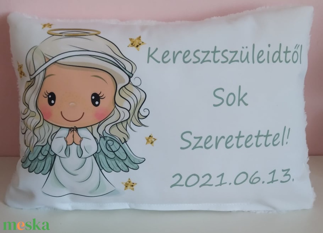 Keresztelő párna saját szöveggel - játék & sport - keresztelőajándékok - Meska.hu