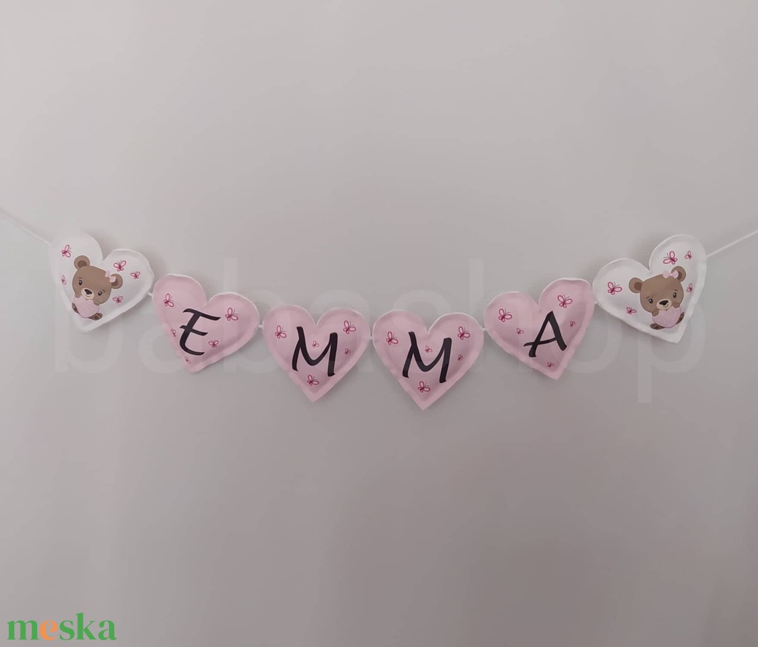 Névre szóló szíves girland - otthon & életmód - dekoráció - fali és függő dekoráció - girland, zászlófűzér - Meska.hu