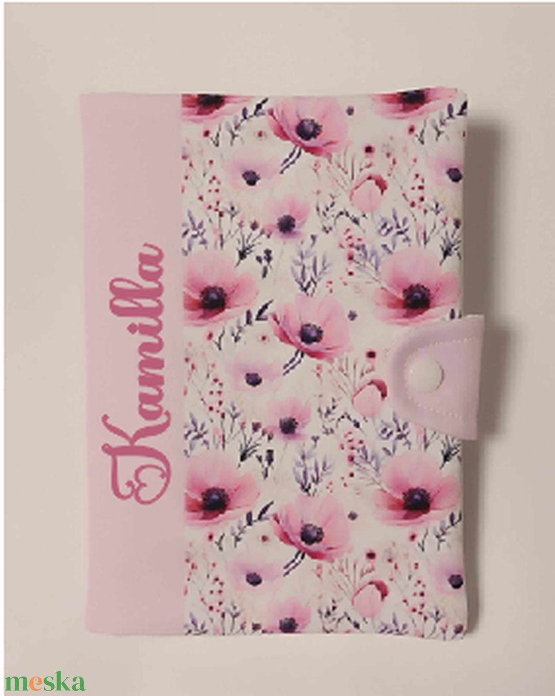 Virágos egészségügyi kiskönyv borító névvel - baba - mama - babaemlékek - egészségügyi kiskönyv borító - Meska.hu