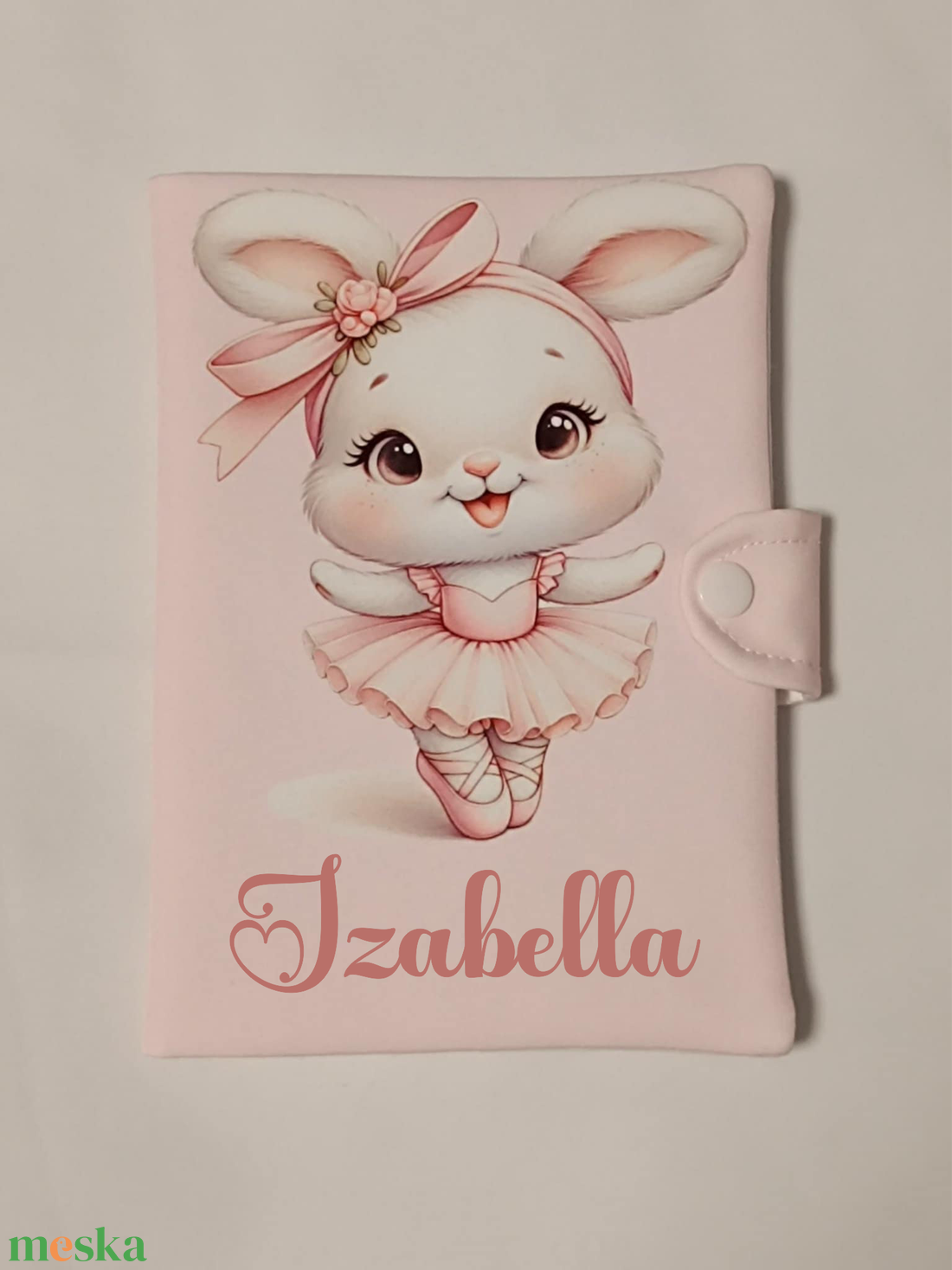 Nyuszi textil egészségügyi kiskönyv borító névvel  - otthon & életmód - papír, írószer - egészségügyi kiskönyv borító - Meska.hu