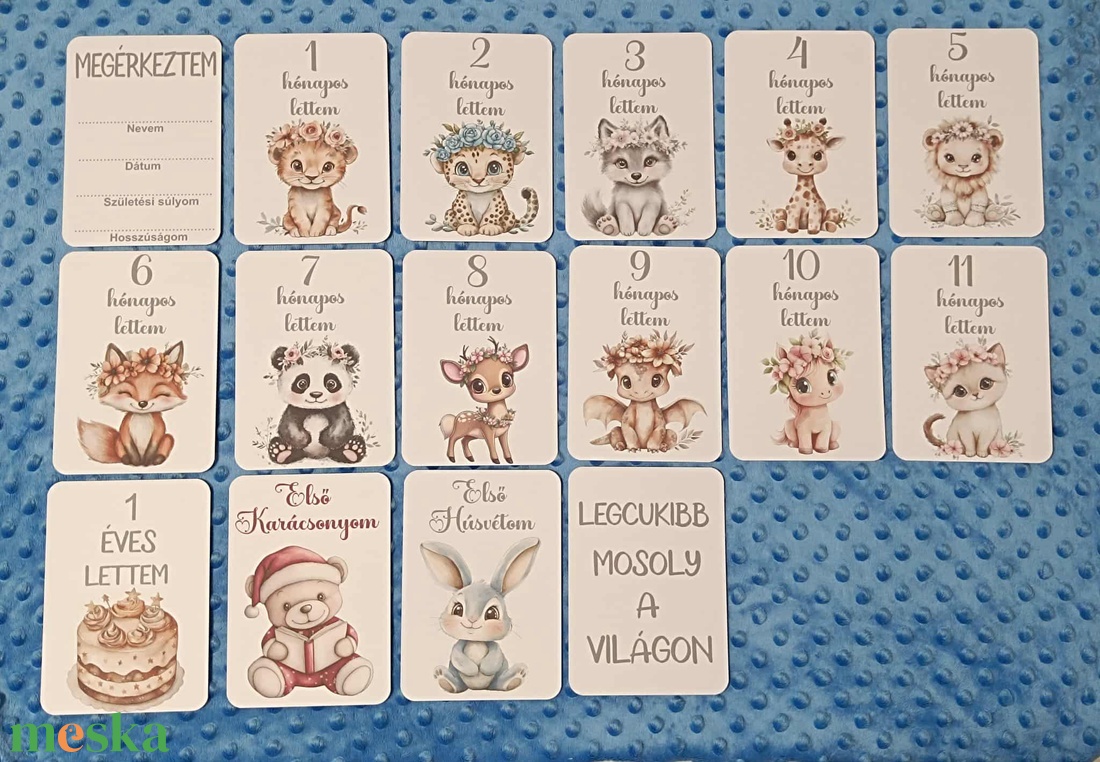 Mérföldkő kártyák állatos mintával - játék & sport - babalátogató ajándékcsomag - Meska.hu