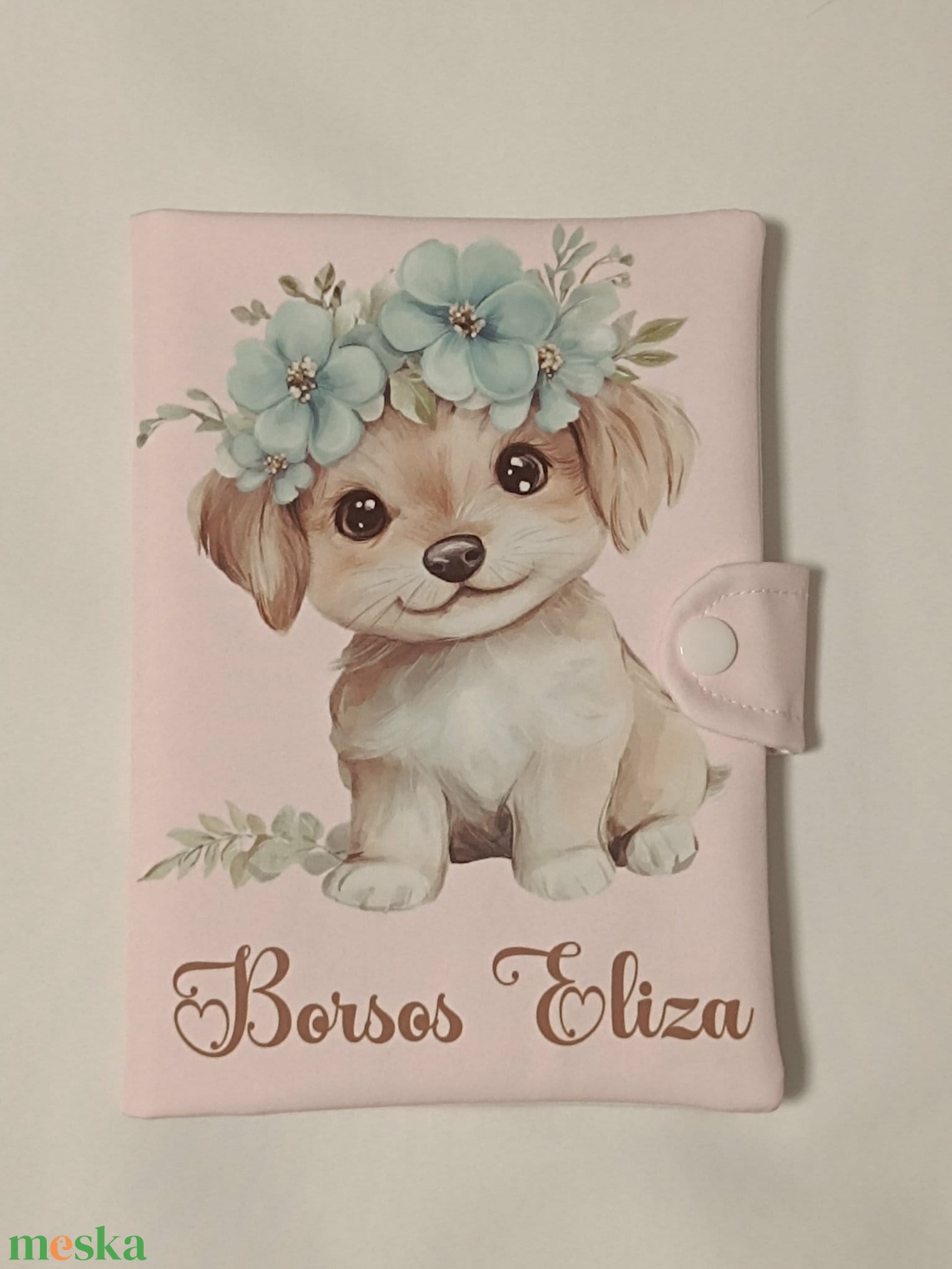 Kutyus mintás textil egészségügyi kiskönyv borító névvel  - otthon & életmód - papír, írószer - egészségügyi kiskönyv borító - Meska.hu