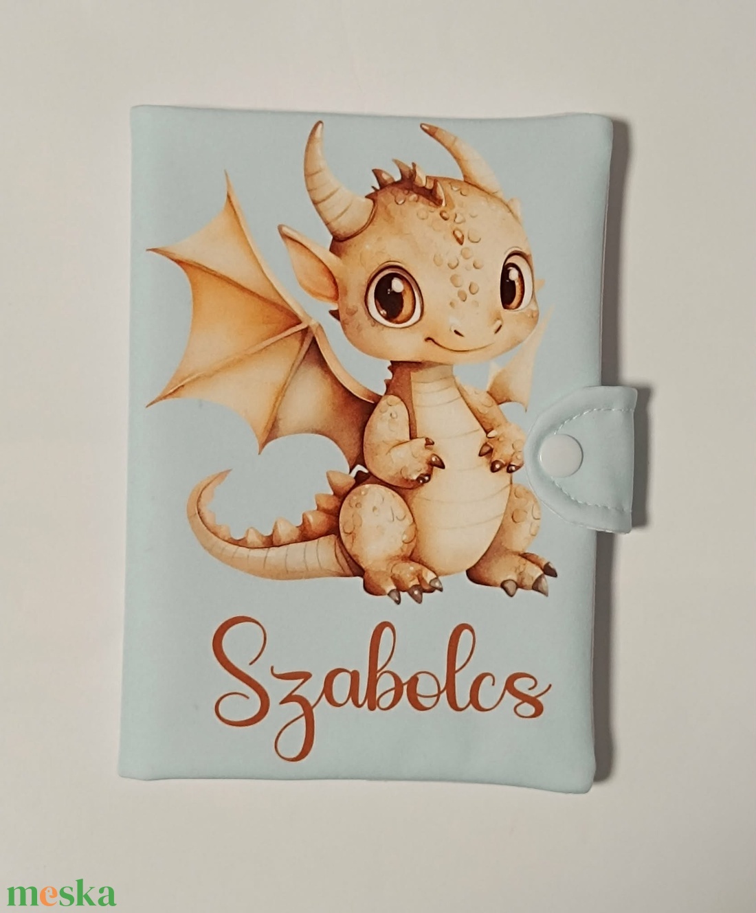 Sárkány mintás textil egészségügyi kiskönyv borító névvel  - baba - mama - babaemlékek - egészségügyi kiskönyv borító - Meska.hu