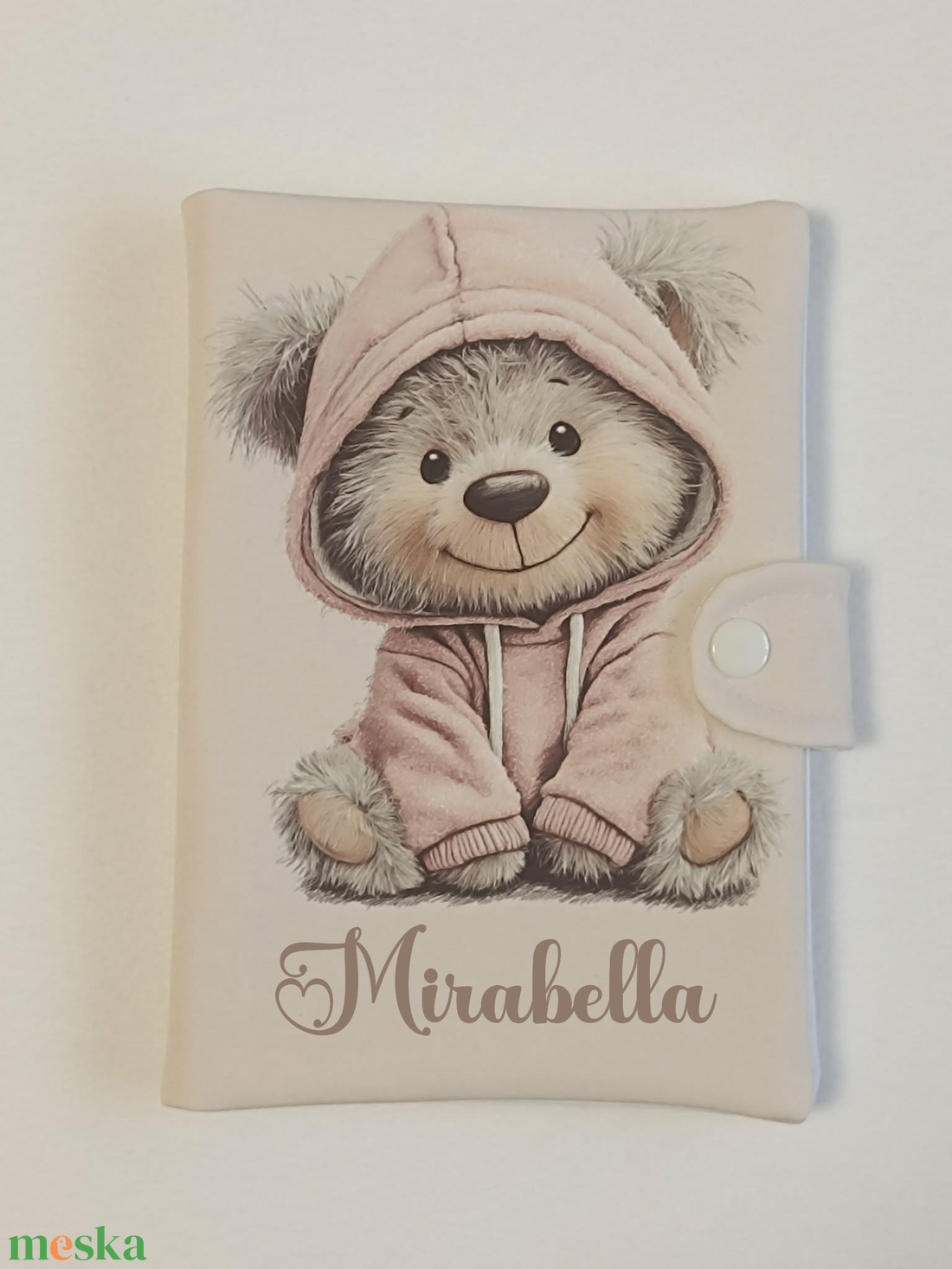 Macis textil egészségügyi kiskönyv borító névvel  - baba - mama - babaemlékek - egészségügyi kiskönyv borító - Meska.hu