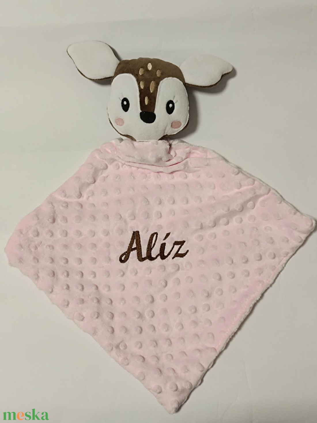 Őzikés szundikendő, rongyi, nyunyóka hímzett névvel  - baba - mama - baba játékok - szundikendő, alvóka - Meska.hu