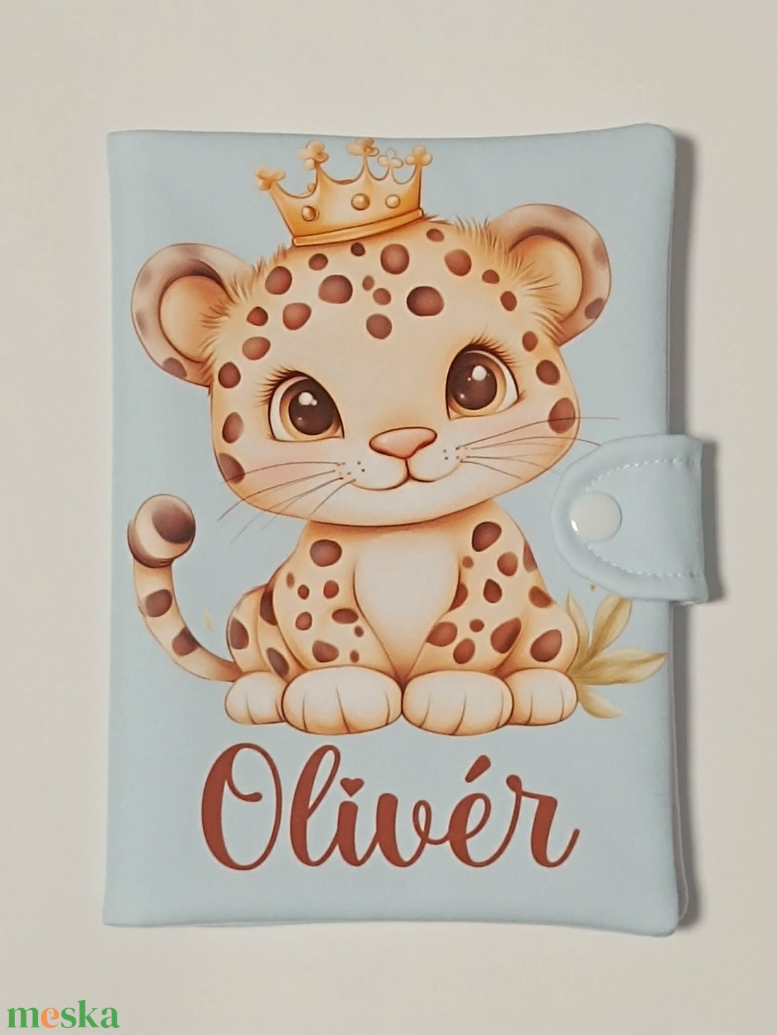 Leopárd textil egészségügyi kiskönyv borító névvel  - baba - mama - babaemlékek - egészségügyi kiskönyv borító - Meska.hu