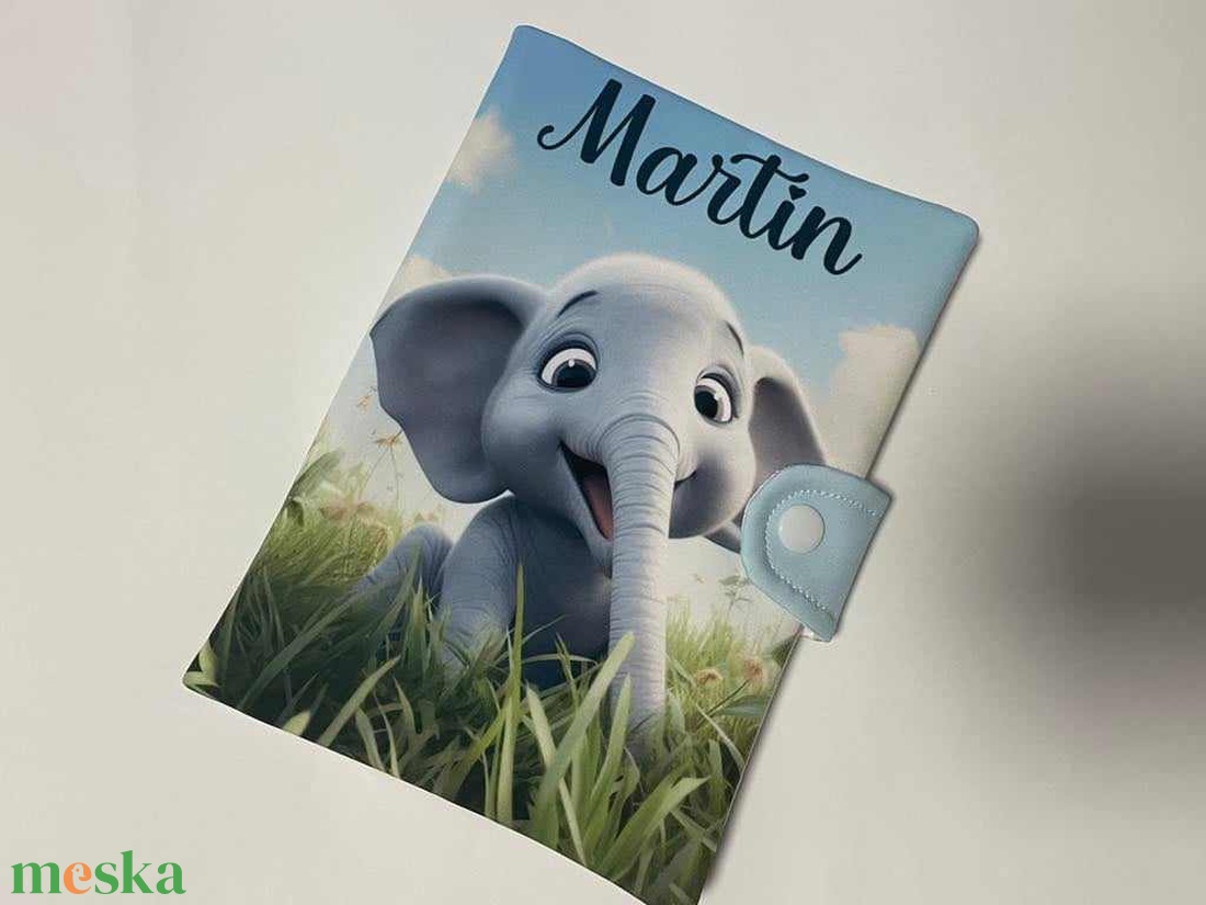 Textil elefántos egészségügyi kiskönyv borító névvel - baba - mama - babaemlékek - egészségügyi kiskönyv borító - Meska.hu