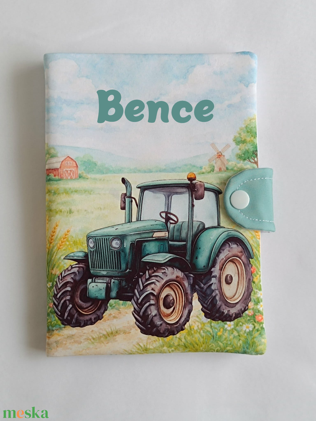 Traktor mintás textil egészségügyi kiskönyv borító névvel  - baba - mama - babaemlékek - egészségügyi kiskönyv borító - Meska.hu