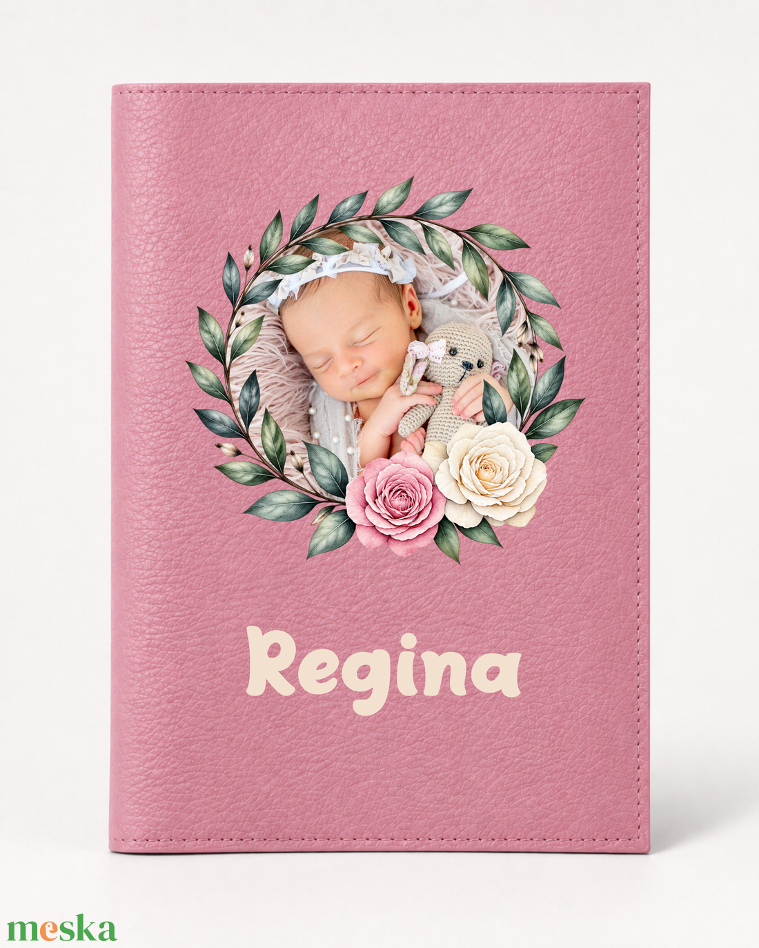 Textilbőr fényképes egészségügyi kiskönyv borító névvel - baba - mama - babaemlékek - egészségügyi kiskönyv borító - Meska.hu