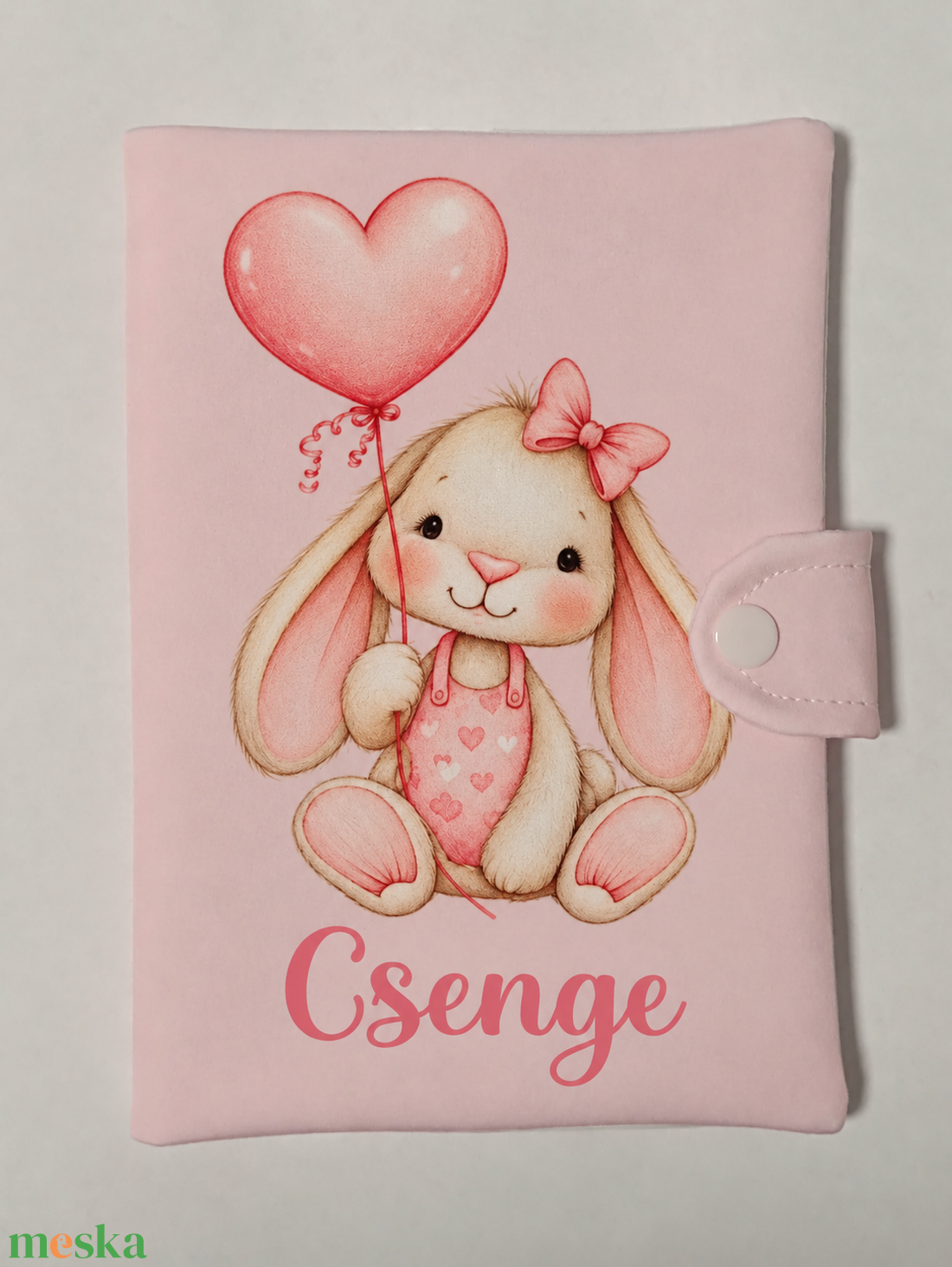 Egészségügyi kiskönyv borító névvel nyuszi mintával - baba - mama - babaemlékek - egészségügyi kiskönyv borító - Meska.hu