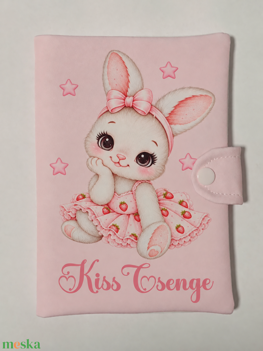 Egészségügyi kiskönyv borító névvel nyuszi mintával - baba - mama - babaemlékek - egészségügyi kiskönyv borító - Meska.hu