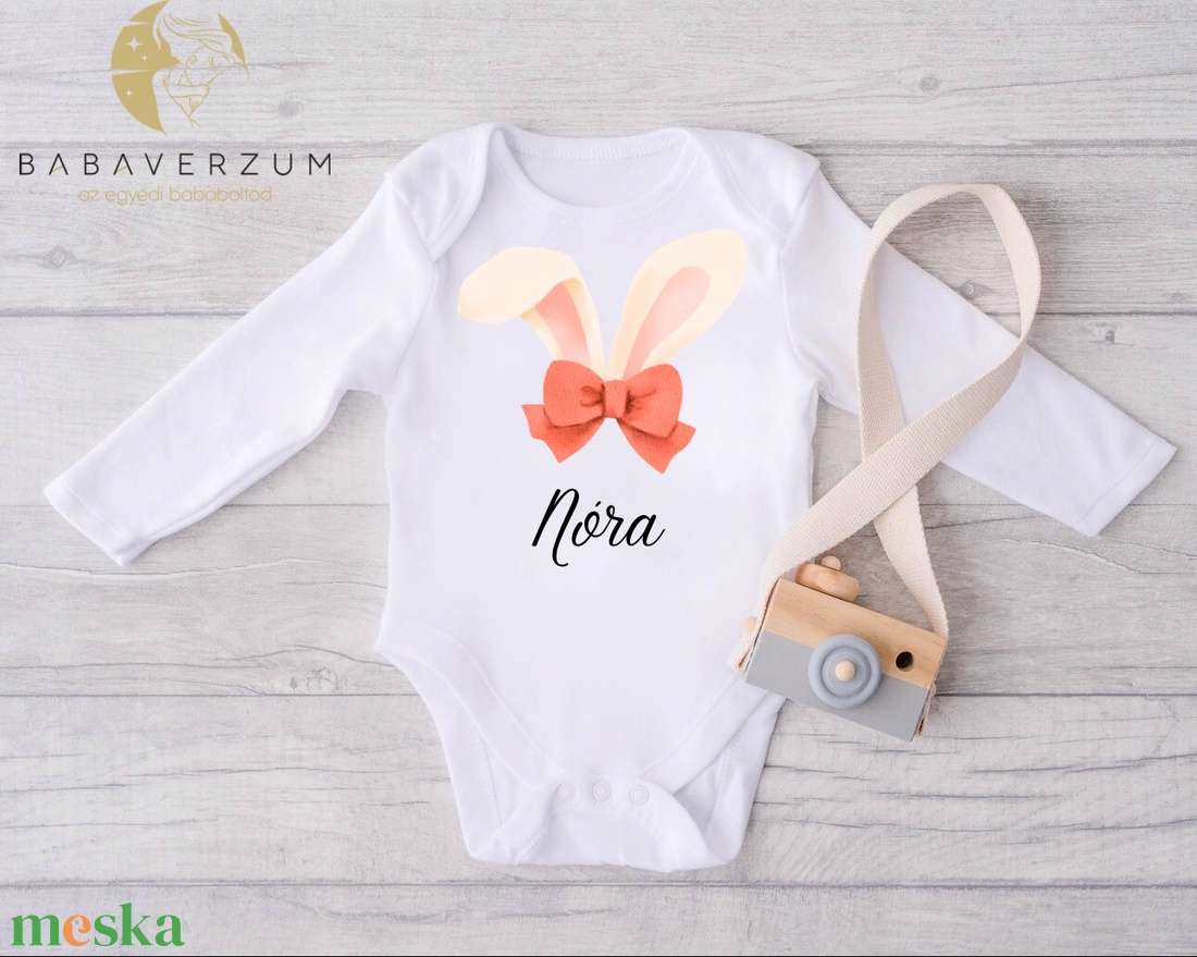 Névre szóló húsvéti body, cuki mintával - ruha & divat - gyerekruha - Meska.hu