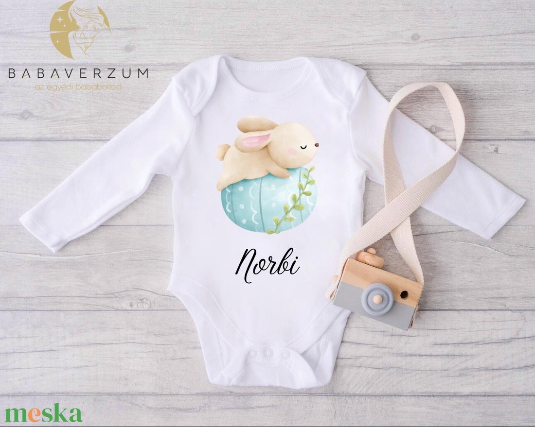 Névre szóló húsvéti body, cuki mintával - ruha & divat - gyerekruha - Meska.hu