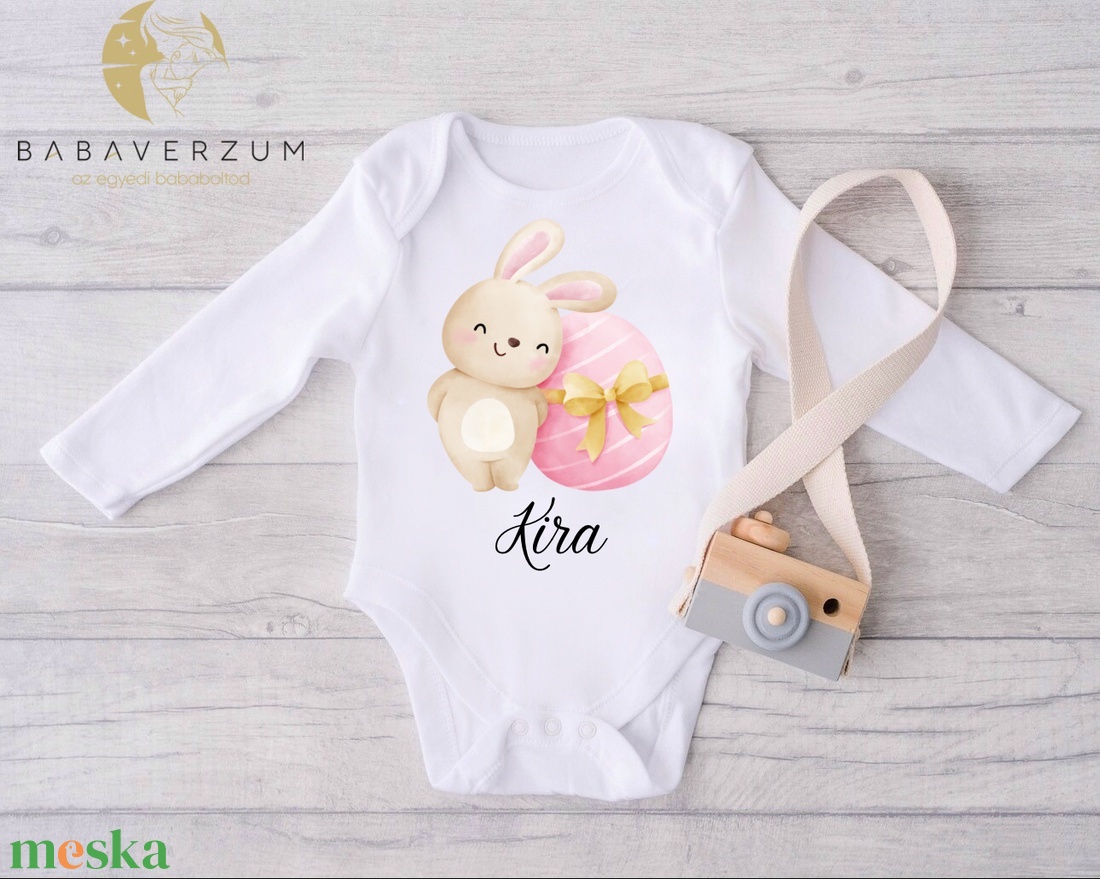 Névre szóló húsvéti body, cuki mintával - ruha & divat - gyerekruha - Meska.hu