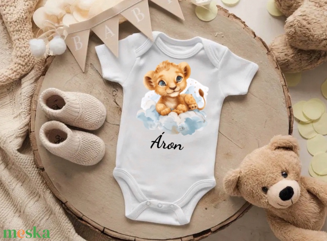 Névre szóló body, tigris mintával, rövid/ hosszú ujjú - otthon & életmód - babaszoba, gyerekszoba - babatakaró, gyerek pléd - Meska.hu