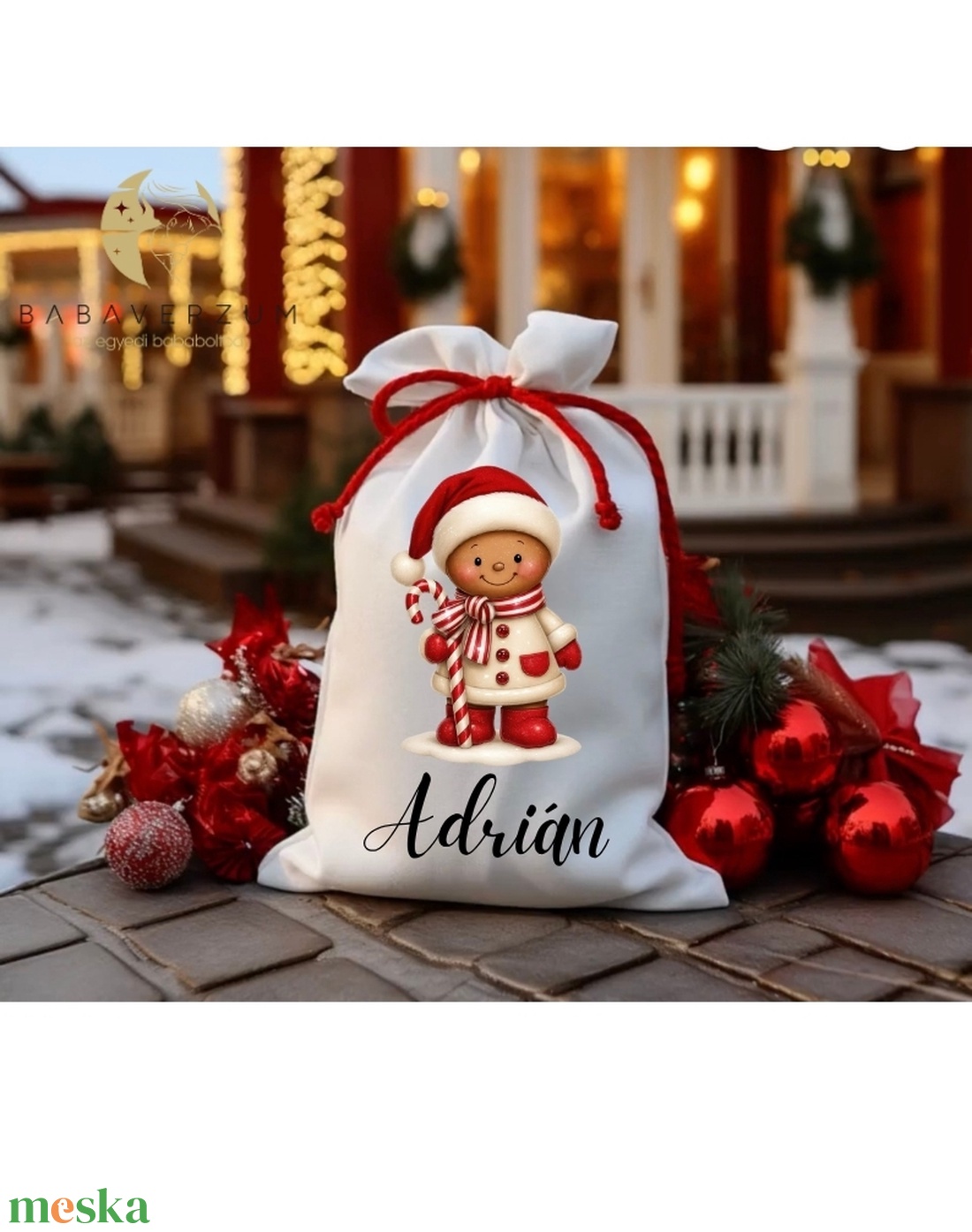 Névre szóló,  Mikulás zsák, mézeskalács mintával - karácsony - mikulás - mikulás zsák - Meska.hu Névre szóló,  Mikulás zsák, mézeskalács mintával - karácsony - mikulás - mikulás zsák - Meska.hu