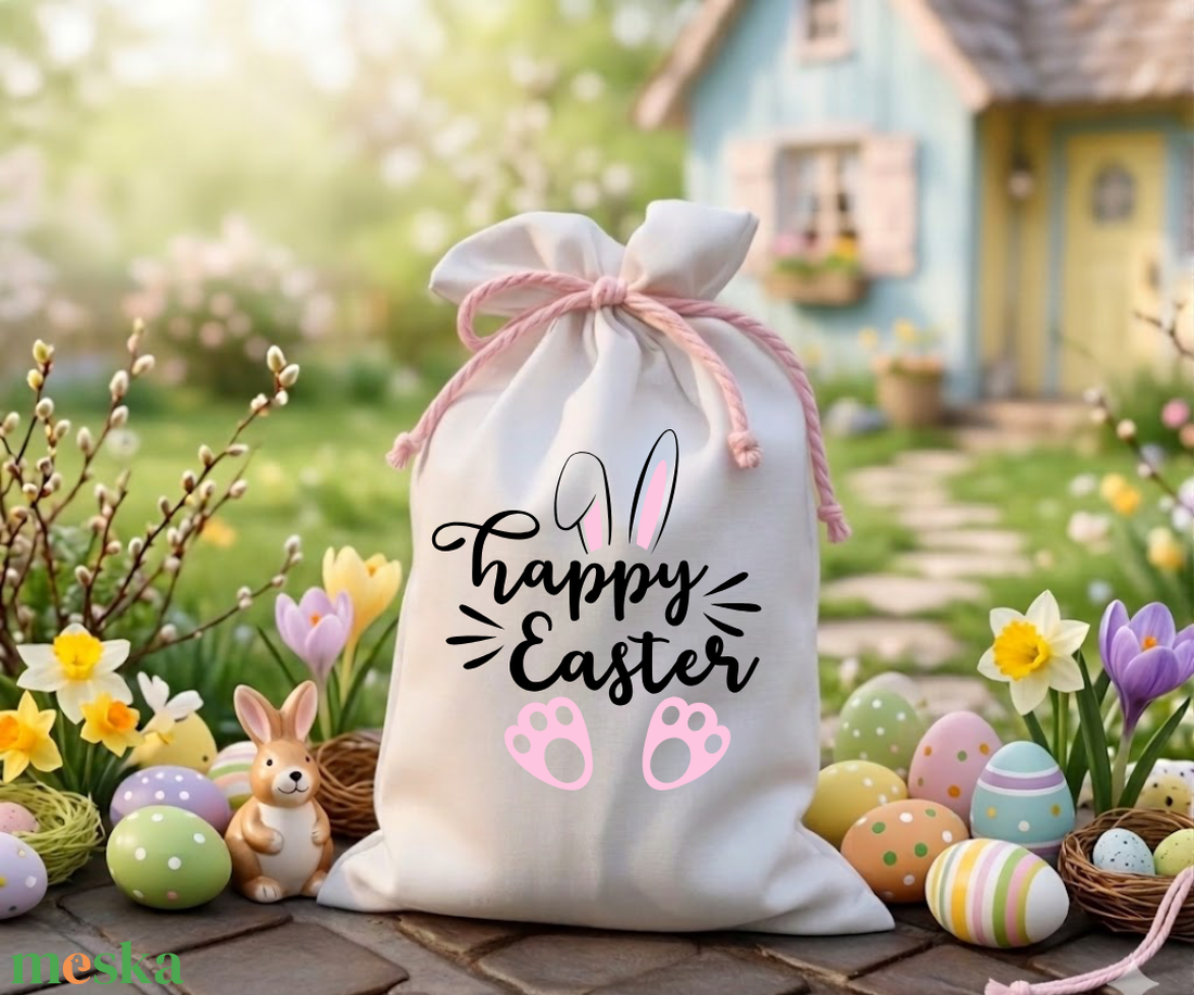 Névre szóló húsvéti tojásgyűjtő zsák  - ünnepi díszek, dekorációk - húsvéti díszek és dekorációk - húsvéti tojástartó - Meska.hu