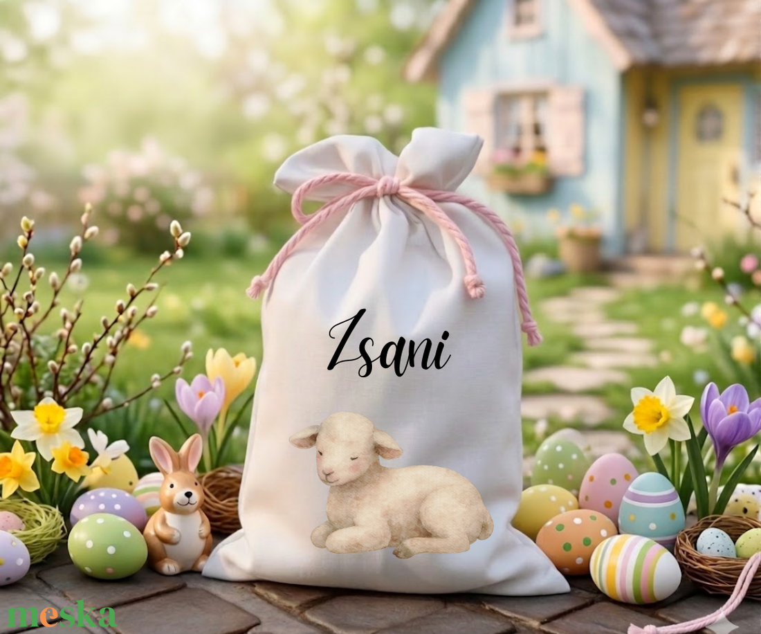 Névre szóló húsvéti tojásgyűjtő zsák  - ünnepi díszek, dekorációk - húsvéti díszek és dekorációk - húsvéti tojástartó - Meska.hu