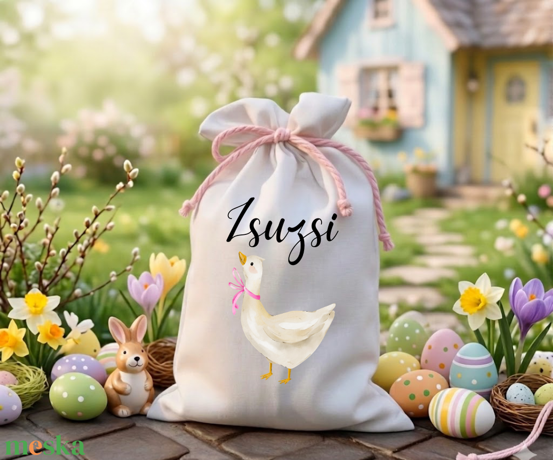 Névre szóló húsvéti tojásgyűjtő zsák  - ünnepi díszek, dekorációk - húsvéti díszek és dekorációk - húsvéti tojástartó - Meska.hu