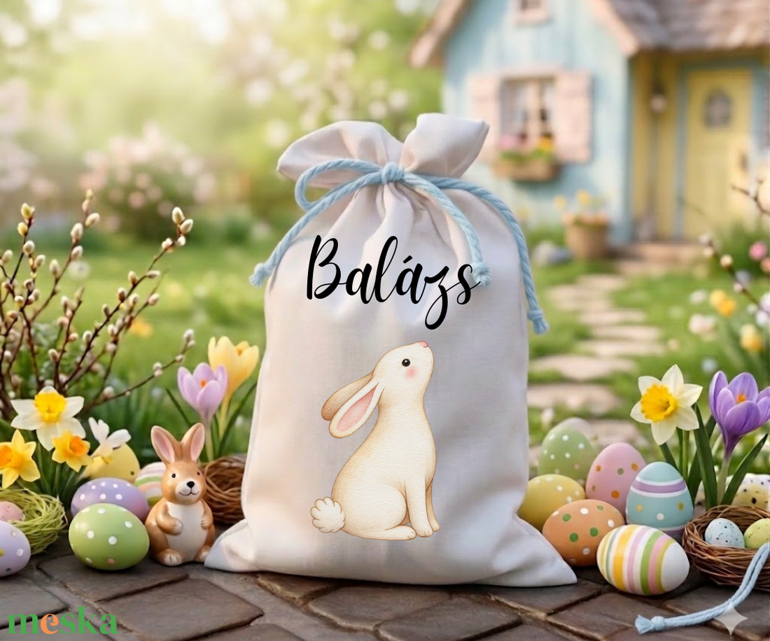 Névre szóló húsvéti tojásgyűjtő zsák  - ünnepi díszek, dekorációk - húsvéti díszek és dekorációk - húsvéti tojástartó - Meska.hu